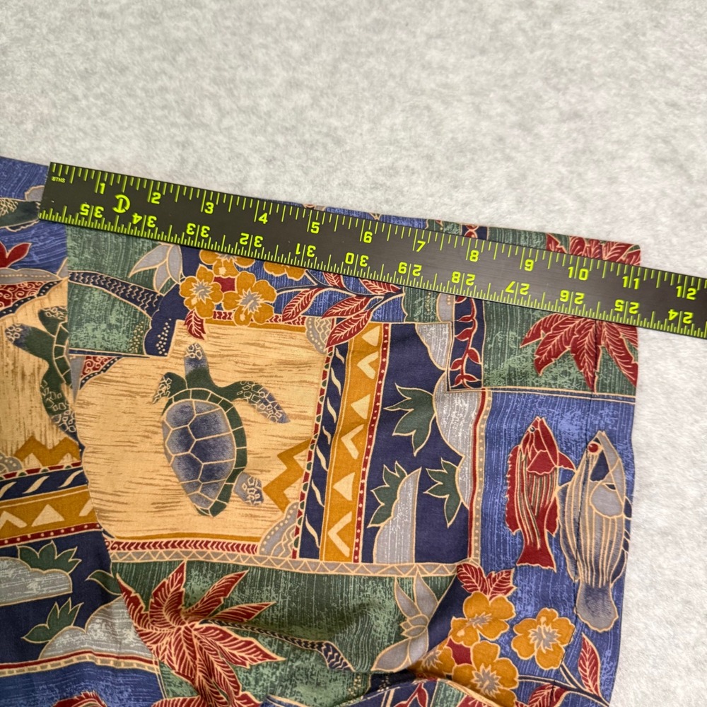 Tori Richard Mens 2XL Cotton Lawn Hawaiian Shirt Sea Turtle Fish Palm Tree Blue - Picture 8 of 12
